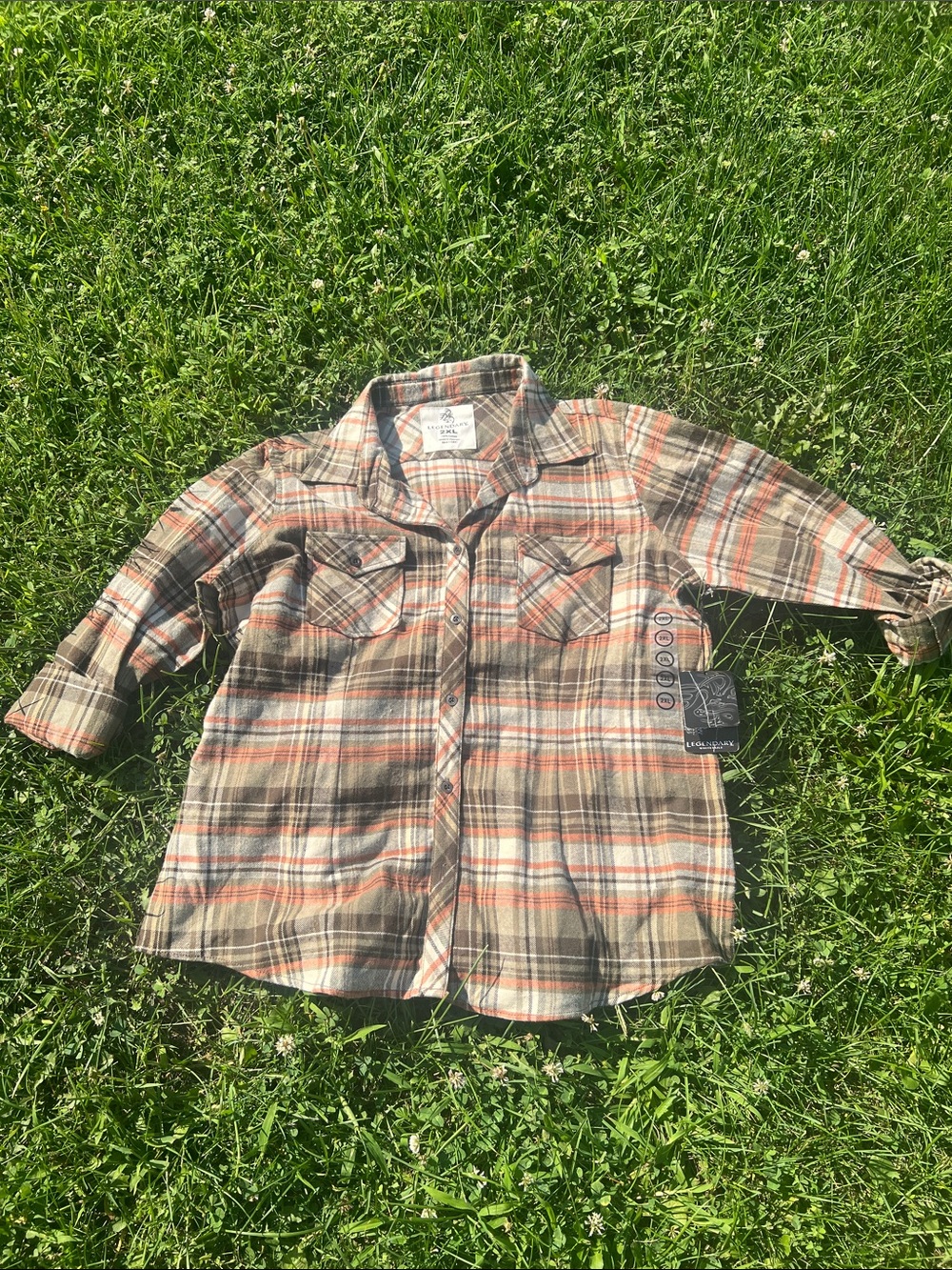 Legendary Whitetails Brown & Orange Plaid Button-Down Shirt flannels